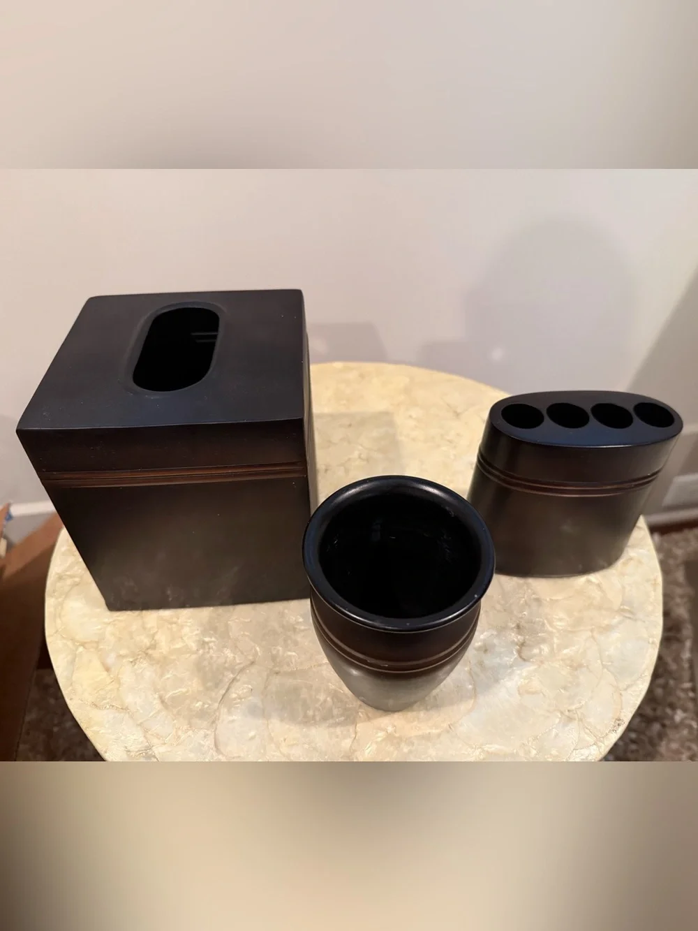 Matte Dark Brown Decorative Metal 3-Piece Bathroom Set